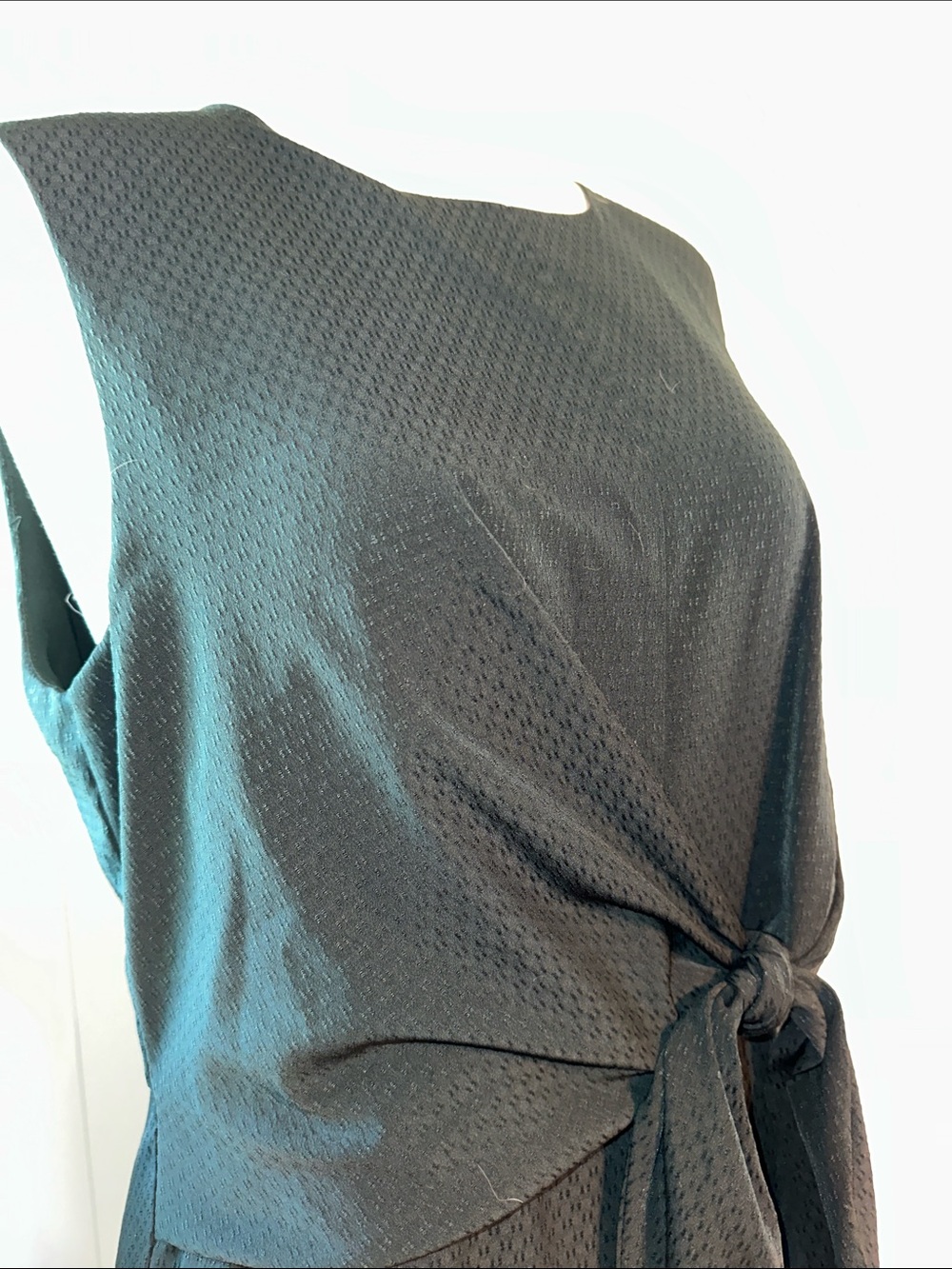 Ann Taylor Sleeveless Deep Green Tie-Front Midi Dress - Picture 6 of 6